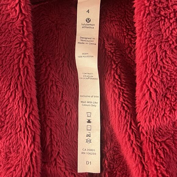 Lululemon Presence Of Mind Deepest Cranberry Red Fleece Wrap Jacket - Picture 7 of 7